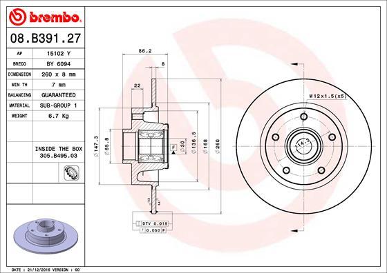 Brembo 08.B391.27 - Jarrulevy onlydrive.pro