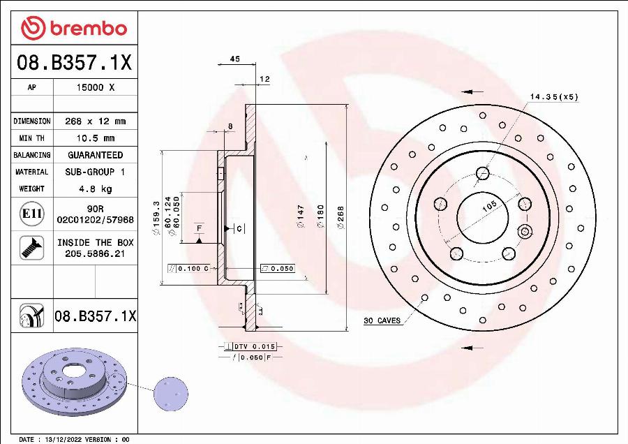 Brembo 08.B357.1X - Brake Disc onlydrive.pro