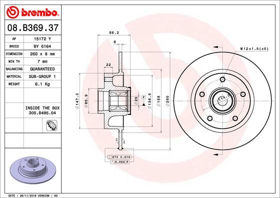 Brembo 08.B369.37 - Jarrulevy onlydrive.pro