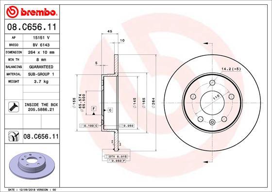 Brembo 08.C656.11 - Brake Disc onlydrive.pro