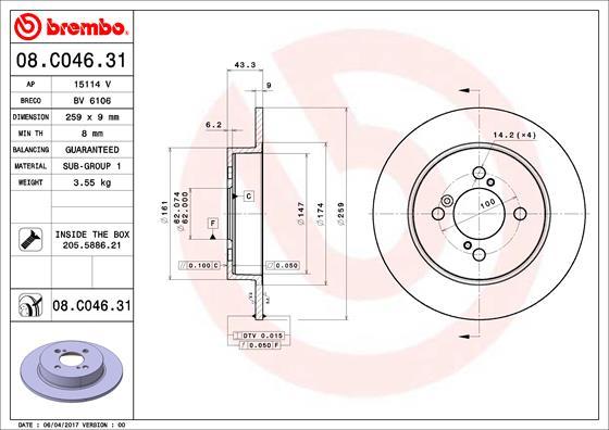 Brembo 08.C046.31 - Тормозной диск onlydrive.pro