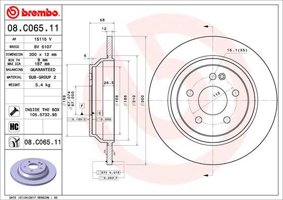 Brembo 08.C065.11 - Stabdžių diskas onlydrive.pro