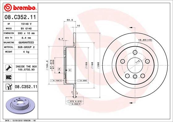 Brembo 08.C352.11 - Brake Disc onlydrive.pro