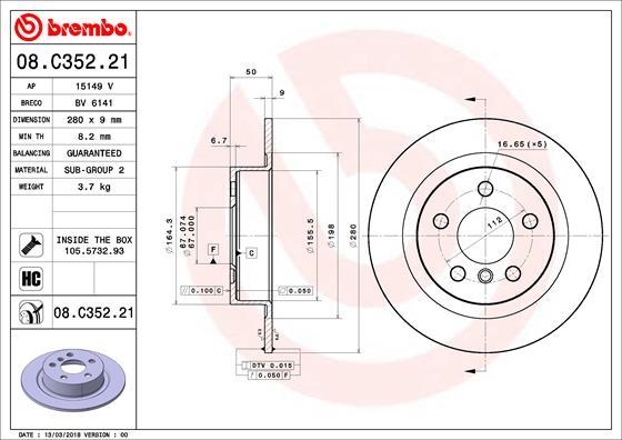 Brembo 08.C352.21 - Brake Disc onlydrive.pro