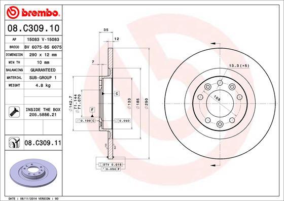 Brembo 08.C309.11 - Brake Disc onlydrive.pro