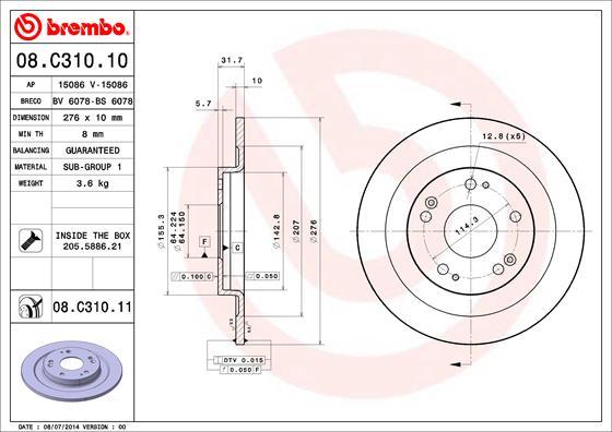 Brembo 08.C310.11 - Stabdžių diskas onlydrive.pro