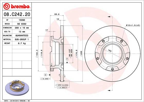 Brembo 08.C242.20 - Brake Disc onlydrive.pro
