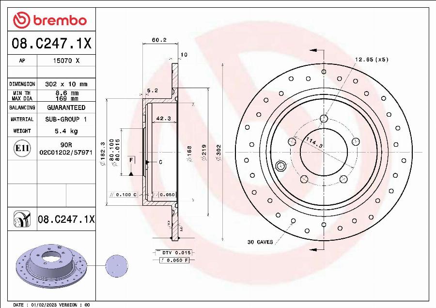 Brembo 08.C247.1X - Brake Disc onlydrive.pro