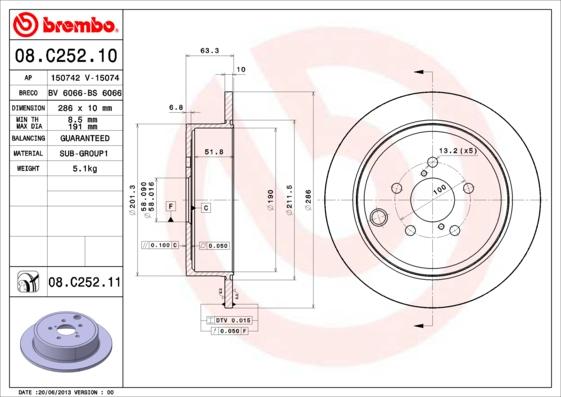 Brembo 08.C252.11 - Brake Disc onlydrive.pro