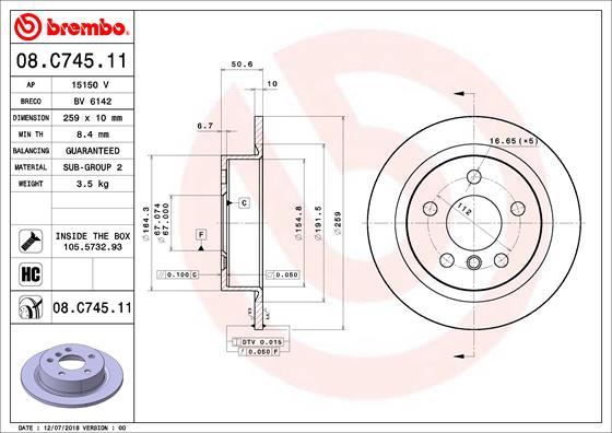 Brembo 08.C745.11 - Brake Disc onlydrive.pro