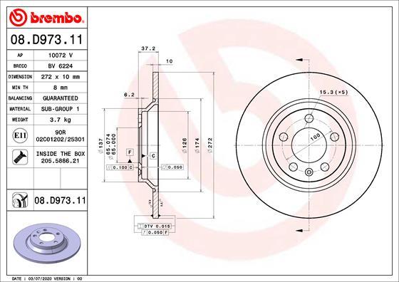 Brembo 08.D973.11 - Brake Disc onlydrive.pro