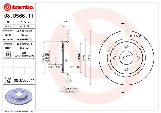 Brembo 08.D566.11 - Brake Disc onlydrive.pro