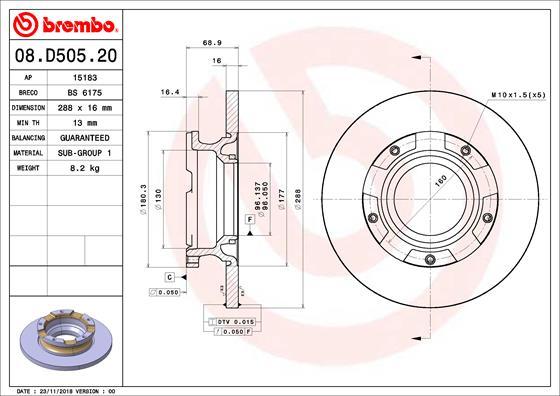 Brembo 08.D505.20 - Brake Disc onlydrive.pro