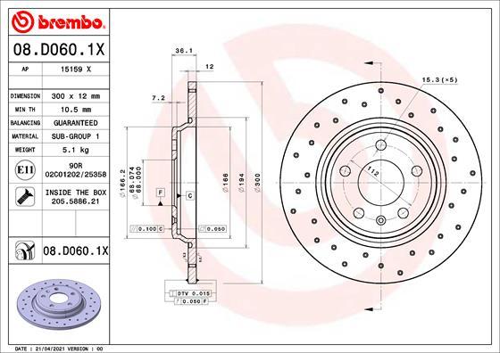 Brembo 08.D060.1X - Jarrulevy onlydrive.pro