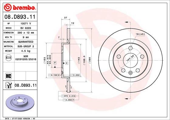 Brembo 08.D893.11 - Brake Disc onlydrive.pro