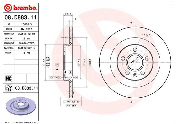 Brembo 08.D883.11 - Brake Disc onlydrive.pro