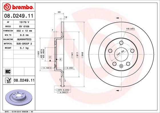 Brembo 08.D249.11 - Brake Disc onlydrive.pro