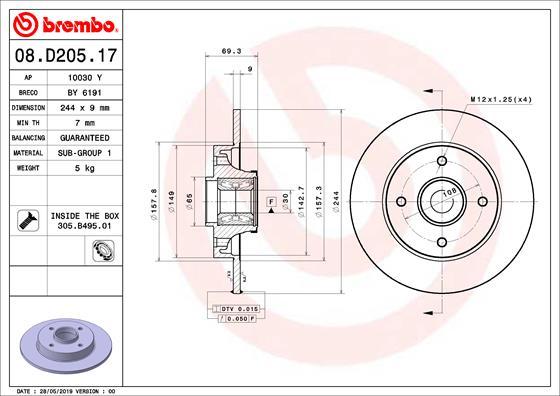 Brembo 08.D205.17 - Brake Disc onlydrive.pro