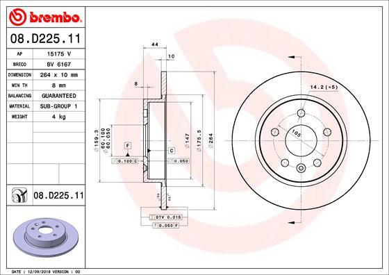 Brembo 08.D225.11 - Brake Disc onlydrive.pro