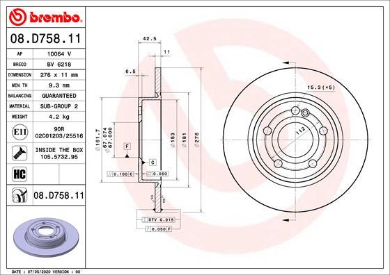 Brembo 08.D758.11 - Brake Disc onlydrive.pro