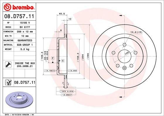 Brembo 08.D757.11 - Brake Disc onlydrive.pro
