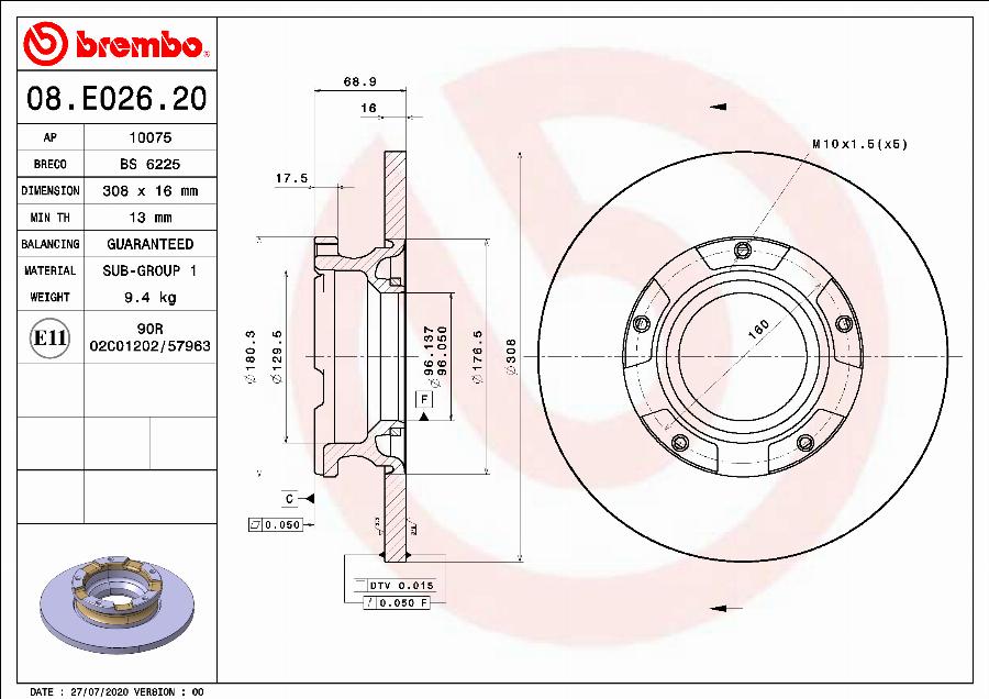 Brembo 08.E026.20 - Brake Disc onlydrive.pro