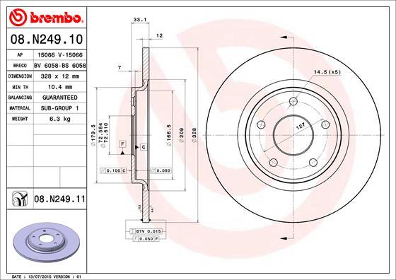 Brembo 08.N249.11 - Brake Disc onlydrive.pro