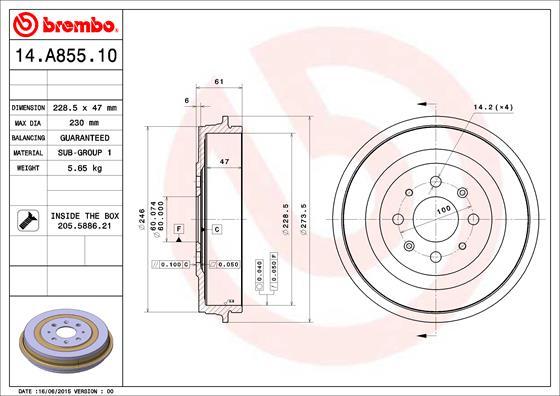 Brembo 14.A855.10 - Piduritrummel onlydrive.pro