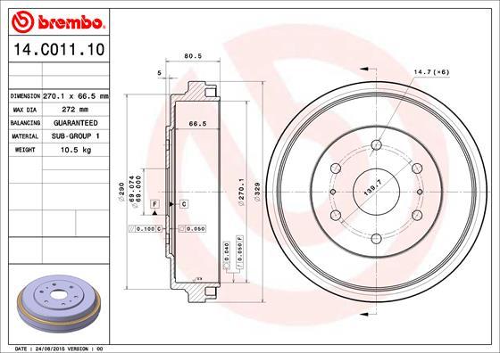 Brembo 14.C011.10 - Brake Drum onlydrive.pro