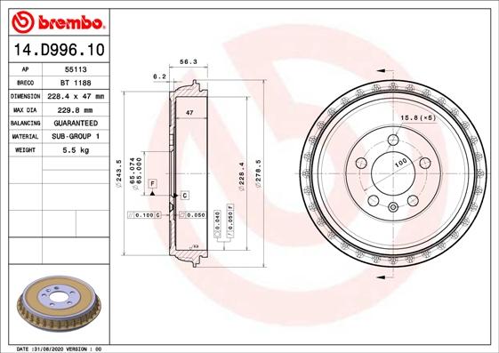 Brembo 14.D996.10 - Jarrurumpu onlydrive.pro