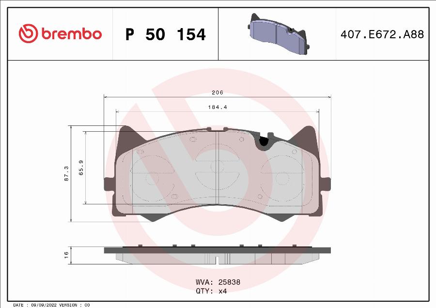 Brembo P 50 154 - Brake Pad Set, disc brake onlydrive.pro