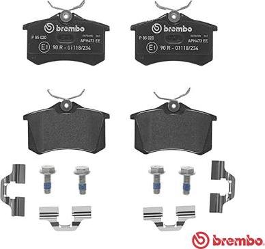 Brembo P 85 020 - Brake Pad Set, disc brake onlydrive.pro