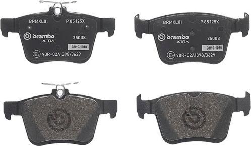 Brembo P 85 125X - Stabdžių trinkelių rinkinys, diskinis stabdys onlydrive.pro