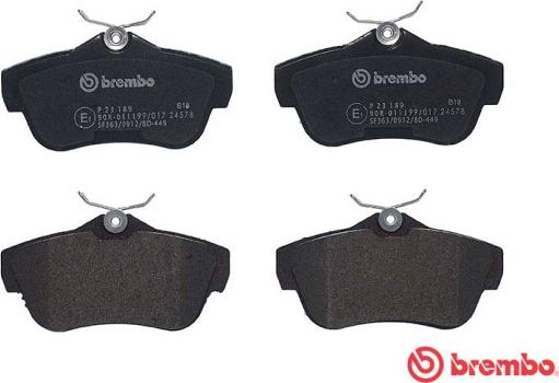 Brembo P 23 189 - Тормозные колодки, дисковые, комплект onlydrive.pro