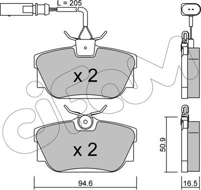 Cifam 822-346-2 - Stabdžių trinkelių rinkinys, diskinis stabdys onlydrive.pro