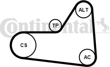 Contitech 6 PK 1070 K1 - V formos rumbuotas diržas, komplektas onlydrive.pro