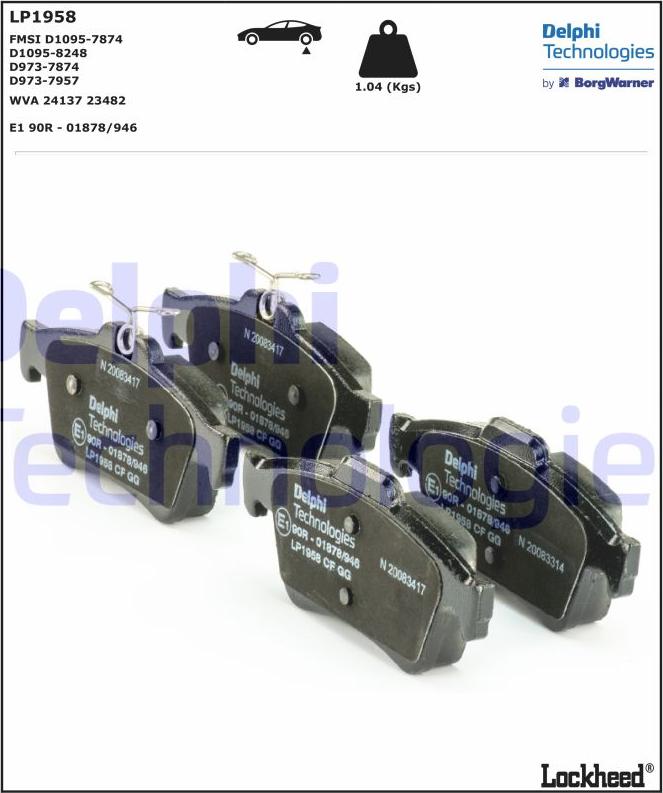 Delphi LP1958 - Brake Pad Set, disc brake onlydrive.pro