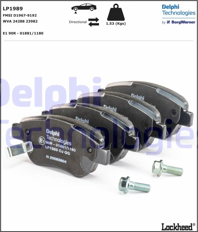 Delphi LP1989 - Brake Pad Set, disc brake onlydrive.pro