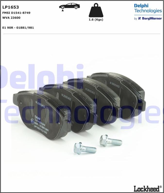 Delphi LP1653 - Brake Pad Set, disc brake onlydrive.pro