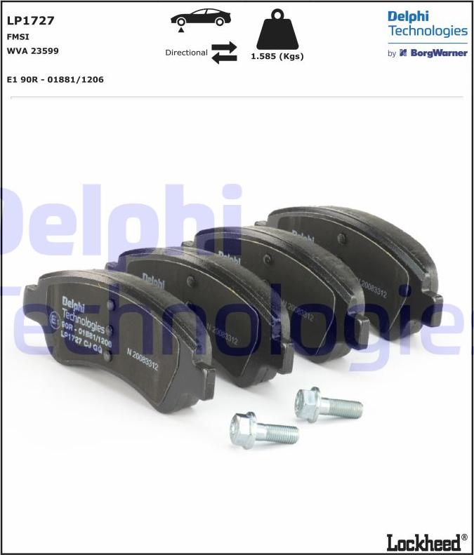 Delphi LP1727 - Brake Pad Set, disc brake onlydrive.pro