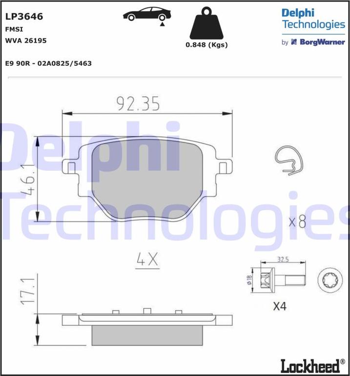 Delphi LP3646 - Brake Pad Set, disc brake onlydrive.pro