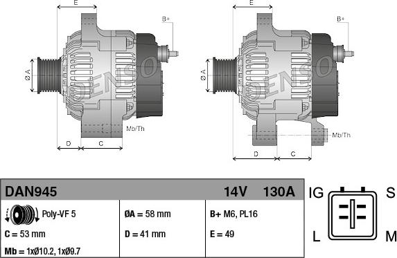 Denso DAN945 - Alternator onlydrive.pro