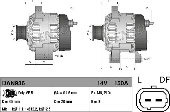 Denso DAN936 - Alternator onlydrive.pro