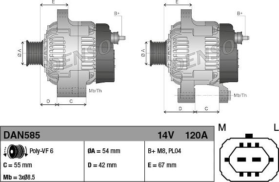 Denso DAN585 - Alternator onlydrive.pro