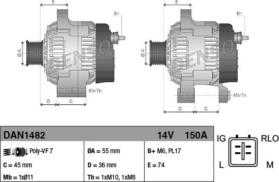 Denso DAN1482 - Alternator onlydrive.pro