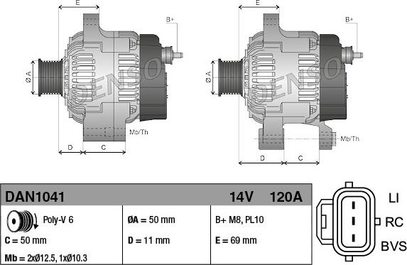 Denso DAN1041 - Alternator onlydrive.pro