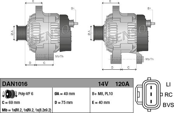 Denso DAN1016 - Alternator onlydrive.pro