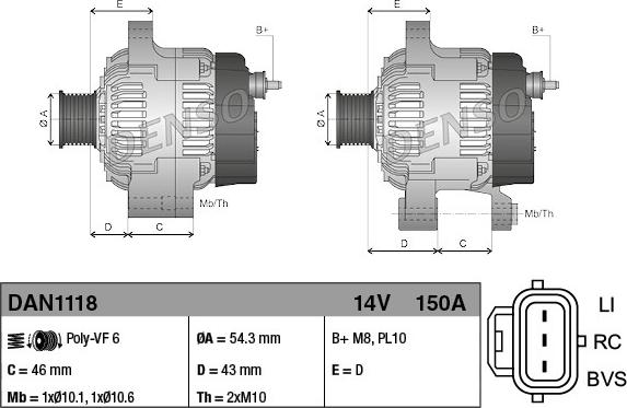 Denso DAN1118 - Alternator onlydrive.pro