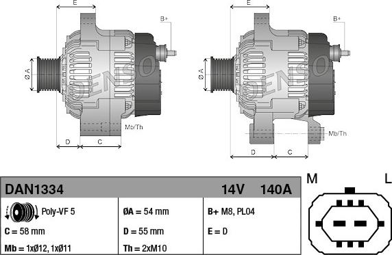 Denso DAN1334 - Alternator onlydrive.pro