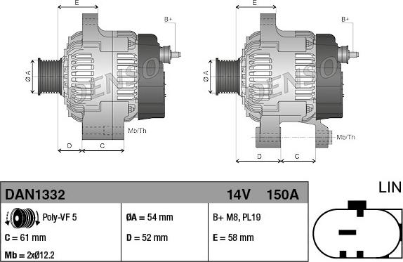 Denso DAN1332 - Alternator onlydrive.pro